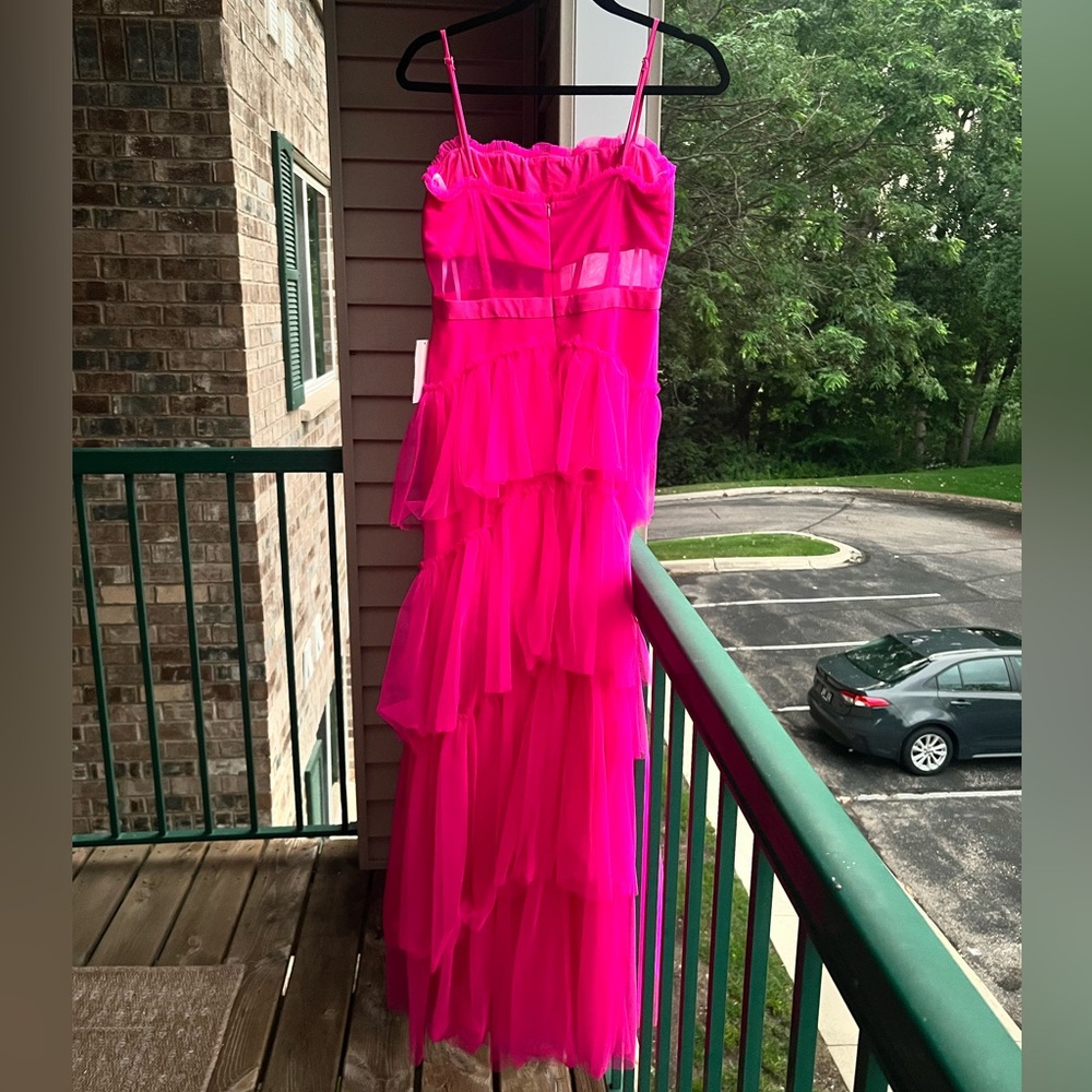 π π NEXT/UP Neon Pink Mesh Tiered Gown Corset Bodice Party 2 Sizes 9/10 & 11/12 - Picture 4 of 17